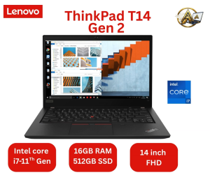 Popular Business Laptop For everyday use | Lenovo ThinkPad T14 Gen 2 laptop with Intel Core i7-11th Gen processor 16GB RAM 512GB SSD 14 inch FHD display| Refurbished
