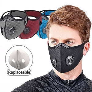 Washable Double Valve KN-95 3D Face Mask Smart Electric Riding PM2.5 Filter Mask Anti-fog Dust-proof Reusable Recharge intelligent air purifying technology HEPA 99% strong effect Replacement Breathing Cycling Cover Microfiber Full Anti-Dust