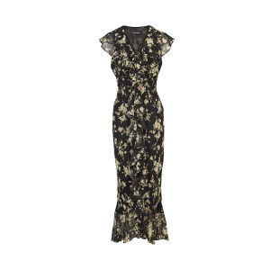 French Style Flared Sleeves Floral Slim Fit Dress