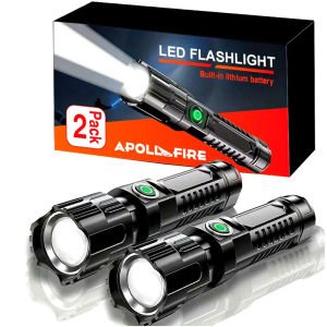 Strong Light LED Flashlights Telescopic Zoom Tactical Torch Type-c Rechargeable Portable Spotlight Long-Range Camping Flashlight