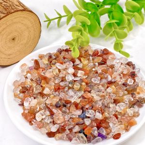 Random 50g/100g High Quality Fire quartz Chips Decoration Natural Crystal Raw Stone Birthday gift Scene decoration.