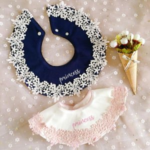 Pure Cotton Lace Bibs for Babies Girl Princess Style Edged Towel Children Absorbent Lace Bibs Baby Supplies Soft Cotton Bibs