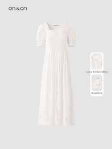 ON&ON | Summer New French Square Neck Lace Cotton Elegant Dress