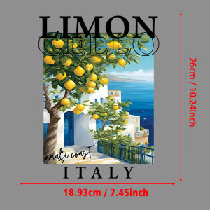 Limoncello Amalfi Coast Italy Art Print Iron-on Transfer For Clothing/Bags DIY Washable T-shirts Thermal Stickers Design Patches
