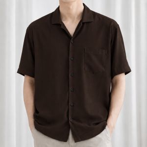 BASIC COLOUR SHIRT Rayon Kemeja Polos Lengan Pendek Kasual Pria Kemeja Polos Pria Hawaiian Shirt Kemeja Pria Model Piyama