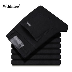 Business Mens Jeans Casual Straight Stretch Fashion Classic Black Work Denim Trousers Male WTHINLEE Brand Clothing Size 28-40