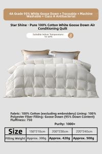 Mercury | All-Season Machine Washable High-Quality A-Class 95% Goose Down Duvet