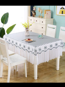 New Simple Modern Living Room Tea Table Cover Cloth Leather Waterproof Oilproof Dustproof Easy Cleaning Solid Color Tablecloth