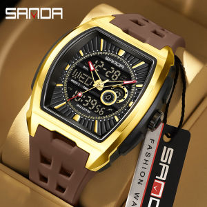 SANDA Dual Display 3 Time Zone Barrel Watch 50M Waterproof Shockproof Luminous Countdown Stopwatch Alarm Student Sports Watch | Back to School Gift & Self-Discipline Partner for Men & Teens
