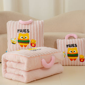 Portable Pillow Blanket Two-In-One Winter Office Nap Car Cushion Pillow Blanket Modern Simple Style Square Plush Material