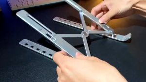 【KEZSHOPPE】 7-level Adjustable Laptop Stand with Free Bag Aluminum Alloy Collapsible Foldable Bracket Laptop Holder