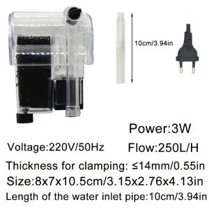 Aquarium Filter Fish Tank Silent Water Pump Purification Circulation External Filter Increase Oxygen Waterfall 220V 3.5w 250L/H