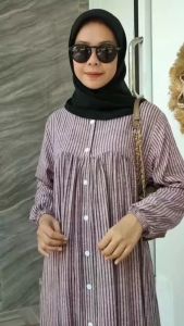 Dress Austi Full Kancing Aktif Bahan Rayon Premium Model Motif Terbaru