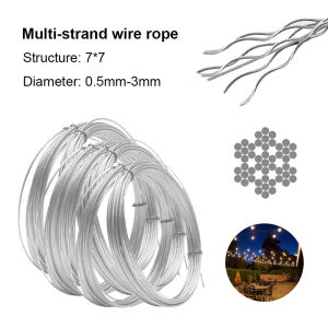 5m/10m 7x7 Stainlesss Steel Wire Rope 0.5-3mm Plastic Coated - Fishing/Lifting/Drying Rack/Pull Cable Rustproof Flexible