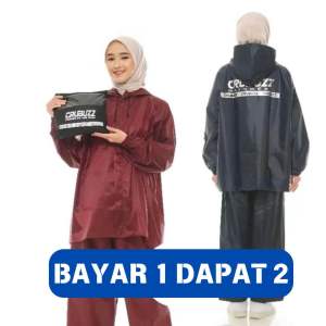 Paket Hemat Bayar 1 Dapat 2 Jas Hujan Raincoat Crubus Tebal Anti Rembes