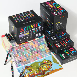 12-120 Colors Direct Liquid Soft Brush Tips Art Acrylic Markers For Painting Drawing Glass Wood Paper DIY Back To School