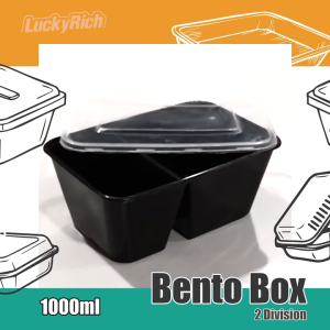 LuckyRich - Bento Box 2 - Division 25pcs 1000ml Plastic Food Container lunchbox with lid Cover