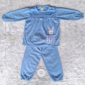 Setelan Baju Tidur Bayi Perempuan Kancing Pundak Katun Tebal Usia 3-18 Bulan Motif Rabbit / Setelan Panjang Bayi / Baju Piyama Bayi Perempuan Aston Store