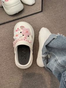Cute Cartoon Thick Bottom Womens Slippers Summer Sensation Two-Way Wear Headed Clog Shoes Korean Style EVA Material