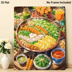 KAYOU | Acrylic Paint By Numbers Delicious Hot Pot Set Painting By Numbers on Canvas Coloring By Number for Adults Paint Digital Art