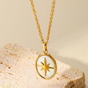 18k gold pawnable necklace Stainless Steel necklace for Women Fashion Strand Necklaces Chain Necklaces Vintage Star Pendant Necklace neclaces for women gold pawnable jewelry Women Fashion Chain Necklaces necklaces aesthetic