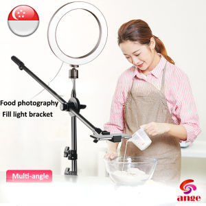 ANGE 2.1 Meter Phone/Camera Tripod Floor Stand with Telescopic Tilt Overhead Bracket+Phone Holder Mount for Mobile Smart Phone DSLR 2M Tripod+Ring Fill Light Selfie Stick Photo Food Multi-Angle Shooting Photography Record Video Beauty Live Broadcast