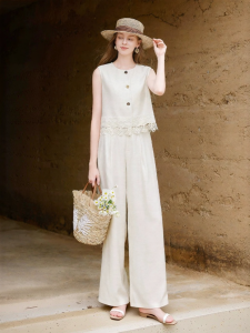 XIANGYING | Office Suitable Linen White Suit Women
