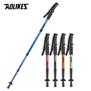 AOLIKES Aluminium Alloy Teleskopic Stick Hiking Poles Bastão De Trekking Walking Stick Ultralight Absorber Walking Cane