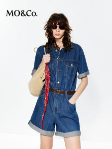 MO&Co. | Bộ Đồ Jumpsuit Cotton Lụa Denim Có Đai