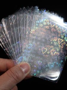 Upper Opening Laser Heart Card Holder South Korea Star Idol Card Kpop Protection Card Sleeve 100 Pieces a Pack of Game King
