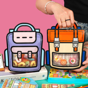 5Pcs Cartoon Special-shaped Package Plastic Food Storage Bag Portable Schoolbag Window Snack Bags