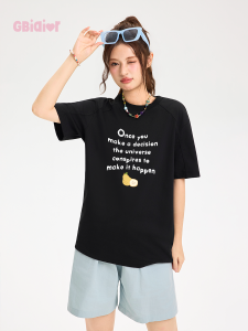 Gbiaior | American Loose Letter Print Casual Tshirt