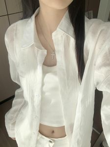 White Sun Protection Shirt Womens 2026 Summer New Linen Quality Shirt High-End Feeling French Style Cotton Linen Jacket