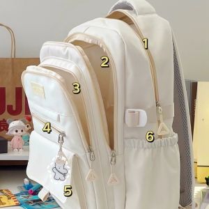 Stylish High School Student Girls Backpack with Hidden Compartments Large Capacity Polyester School Bag Trendy Streetwear