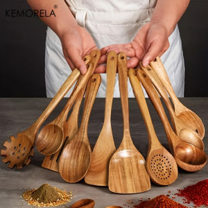 10PCS Natural Wooden Spoons –Kitchen Utensils for Stirring Mixing & Serving – Durable Splinter-Free Wooden Spatulas & Ladles