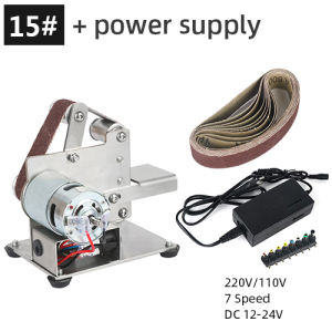 110V/220V Mini Electric Belt Sander Polishing Grinding Machine Cutter Edges Sharpener Multifunctional Grinder 7 Speed Adjustable