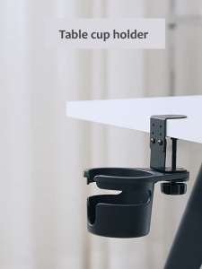 ที่วางแก้วหนีบโต๊ะ 360°หมุนเก็บใต้โต๊ะได้ ปรับความสูงได้ 3 ระดับ ติดตั้งง่าย แข็งแรง เพิ่มพื้นที่การทำงาน สีดำ