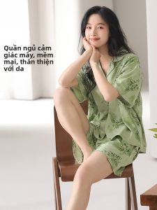 MiiOW | Áo ngủ cotton nguyên chất cho nữ mùa hè 2025 Áo ngủ tay ngắn quần ngắn mát mẻ thời trang mặc ở nhà có thể mặc ngoài trời