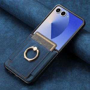 szhaiyu | Ring Holder Card Holder Retro Leather Wallet Phone Case for Samsung Galaxy Z Flip 8 7 FE 6 5 4 Flip8 Stand Protective Cover