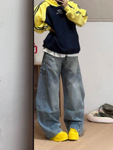 American Style Wide Leg Jeans Womens High Waist Loose Lazy Sensation Workwear Spring 2025 New Arrival Floor Length Pants