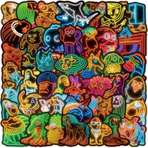 50 Sticker Abstract Mountain Sea Funny Decorative Waterproof Sticker Sand Sculpture Meaningless Creative Interest Decoration