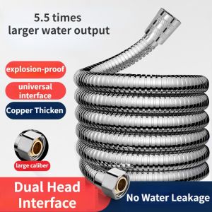 Copper Shower Hose PVC Hoses Stainless Steel Water Pipe Silver/Black/Grey 1.5-meter Universal Pipe for Water Heater