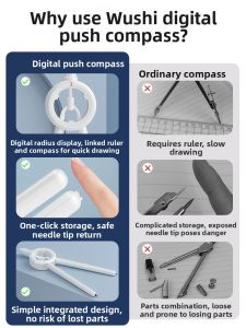 MONLEYTA | Professional Metal Compass With Digital Display High School Students Use Safety Replacement Core Large Diameter Multi-functional Drawing Instrument