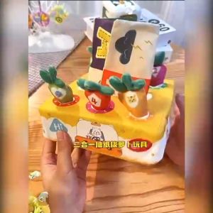 【S.mart】Plush Carrot farm number color sorting early educational plug-in clothes toy