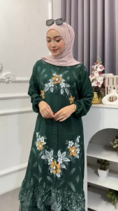BAJU WANITA MOTIF LUKIS VARIASI REMPEL GAMIS KONDANGAN MATT TWILL PREMIUM TERBARU BEST SELLER