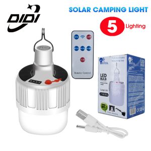 DIDI 100W Outdoor Solar LED Camping Lights USB Rechargeable Lights Waterproof Emergency Lights Portable Tent Lamp Lampu Pasar Malam for BBQ Hiking