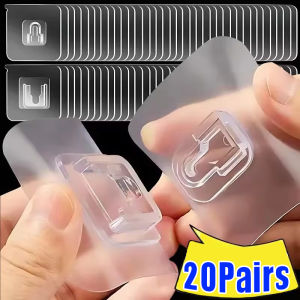 20/50Pairs Double-Sided Adhesive Wall Hooks / Transparent Strong Self Adhesive Traceless Wall Hook / Kitchen Bathroom Storage Plug Socket Holders
