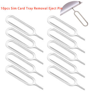 10pcs/Lot Sim Card Tray Removal Eject Pin Key Tool Stainless Steel Needle Compatible with All Cell phone