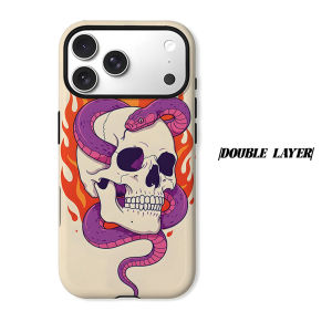 BILIBILI | Skull Snake Flame Phone Case for iPhone 18 17 16 15 14 13 12 11 Air Pro Max Plus Double-layer Cover