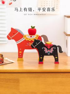 Elegant Wooden Apple Decoration Festive Luxury Office Desk Top Living Room Chest of Drawers New Year Good Luck Symbol Peaceful Wealth Vintage